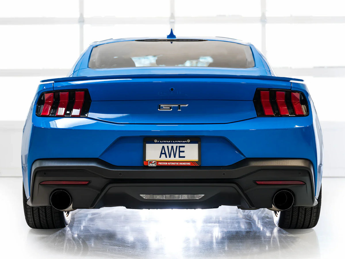 AWE Track Edition Exhaust for S650 Ford Mustang GT Fastback - Dual Chrome Silver Tips