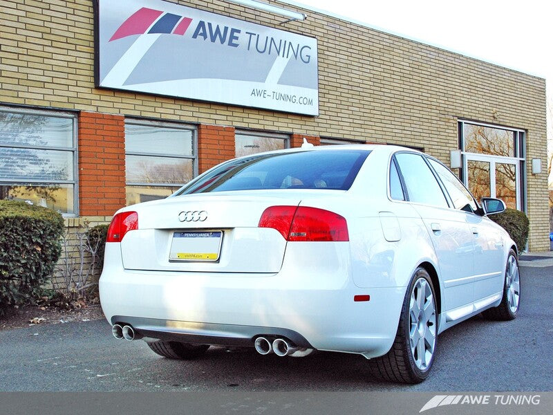AWE Audi B7 A4 3.2L Track Edition Dual Tip Exhaust - Diamond Black Tips