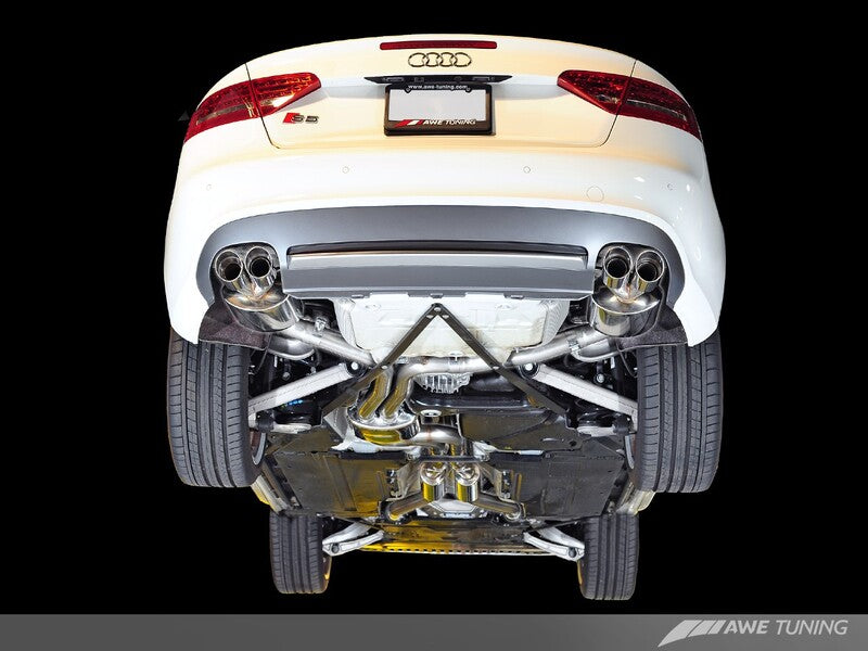 AWE Audi B8 / B8.5 S5 Cabrio Touring Edition Exhaust - Resonated - Chrome Silver Tips