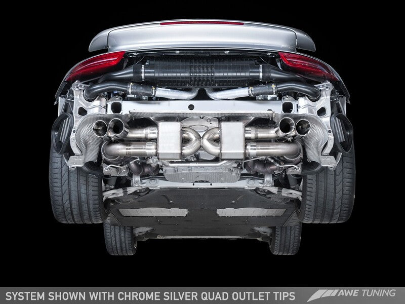 AWE Performance Exhaust and High-Flow Cat Sections for Porsche 991 Turbo - Stock Tips