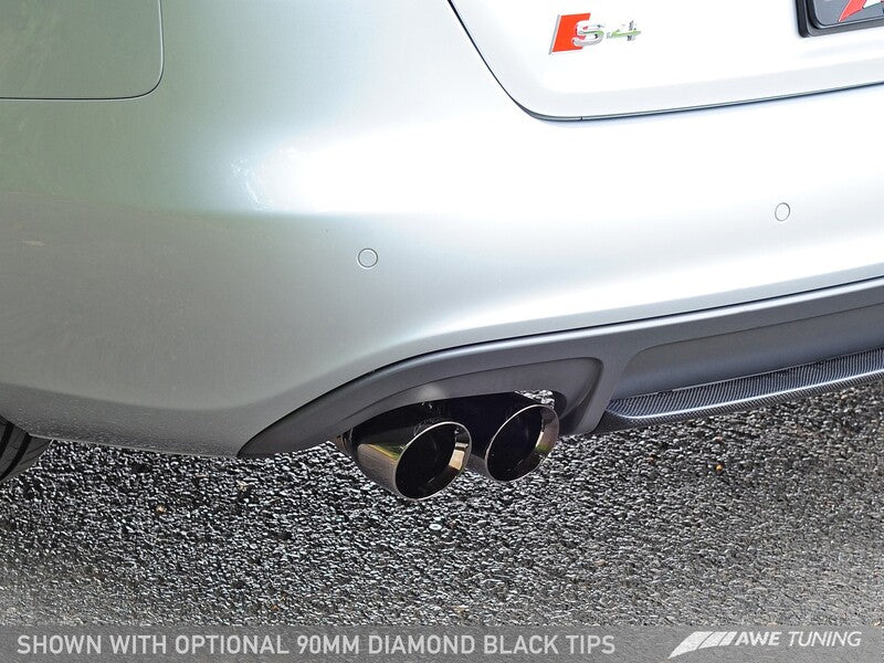 AWE Audi B8 / B8.5 S4 3.0T Track Edition Exhaust - Chrome Silver Tips (90mm)