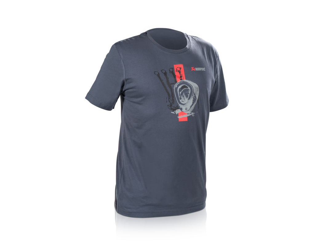 Akrapovic Mens T-Shirt - Red Strip - Blue/Grey S