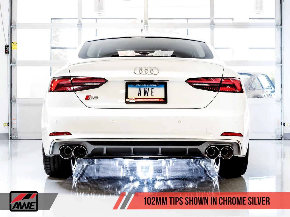 AWE Audi B9 S5 Sportback Track Edition Exhaust - Non-Resonated (Silver 102mm Tips)