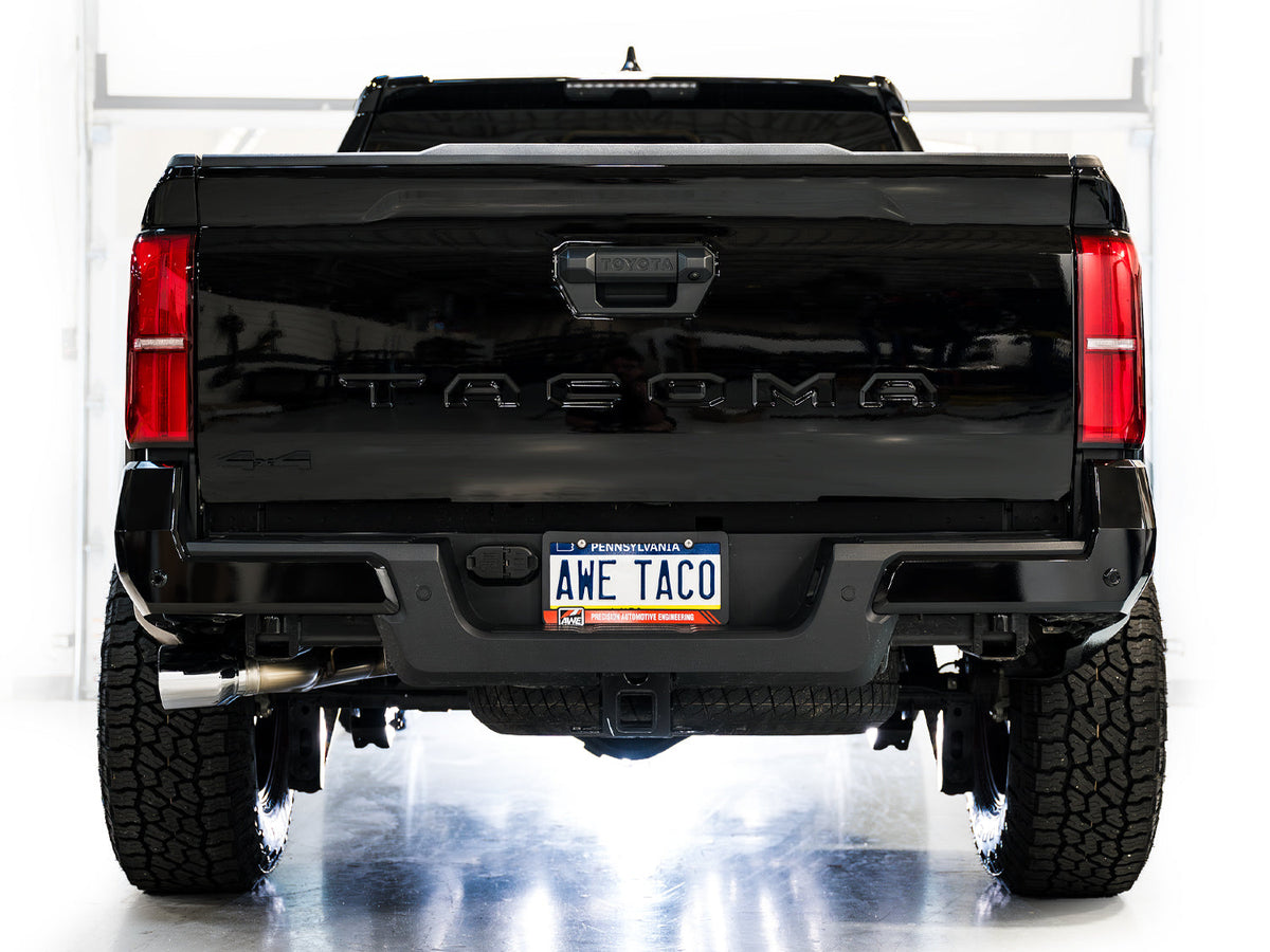 AWE 0FG Cat Back Exhaust Dual Diamond Black Tips for Toyota Tacoma SR5 2024-2024
