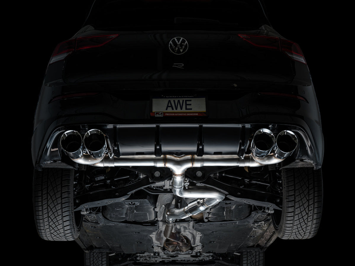 AWE Track Edition Exhaust for Volkswagen MK8 Golf R - Chrome Silver Tips
