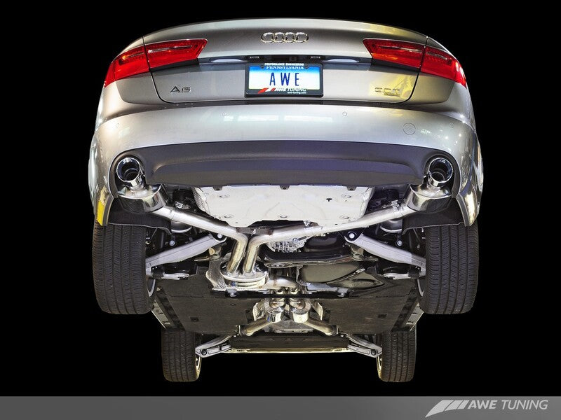AWE Audi C7 A6 3.0T Touring Edition Exhaust - Dual Outlet Chrome Silver Tips