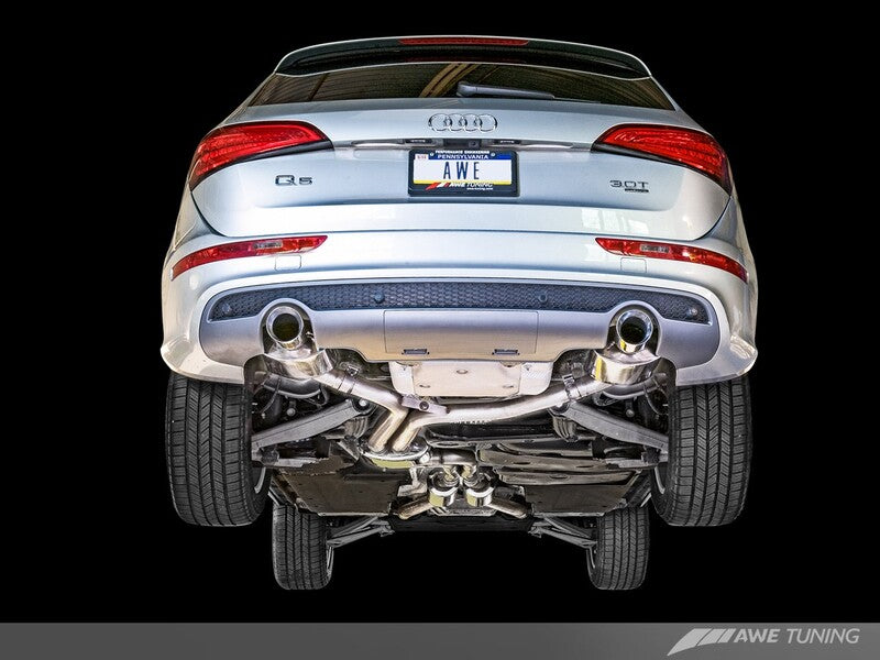 AWE Audi 8R Q5 3.0T Touring Edition Exhaust Dual Outlet Chrome Silver Tips