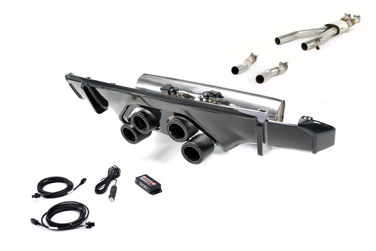 Quicksilver BMW M4 G82 G83 (2021 on) Centre Exit Sport Exhaust with Sound Architect™ Inc. Carbon Diffusor Kit with OR without OPF delete pipes.