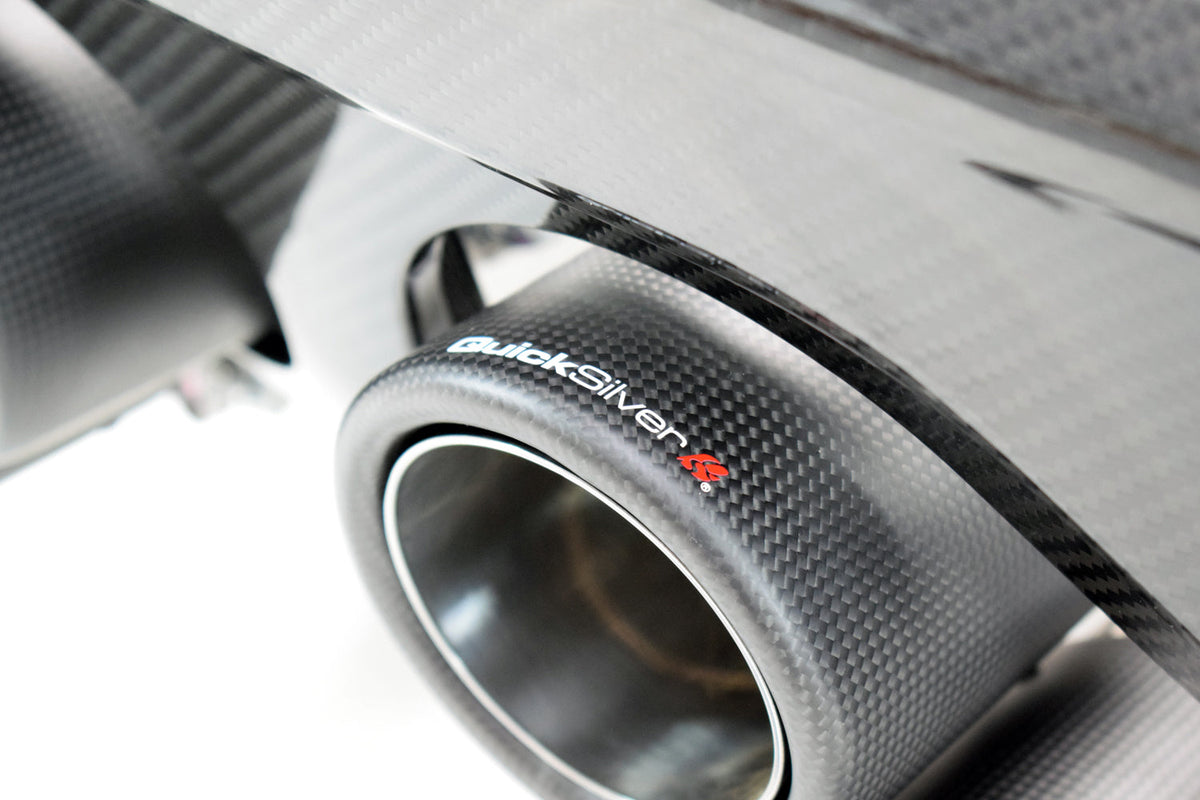 Quicksilver BMW M4 G82 G83 (2021 on) Centre Exit Sport Exhaust with Sound Architect™ Inc. Carbon Diffusor Kit with OR without OPF delete pipes.