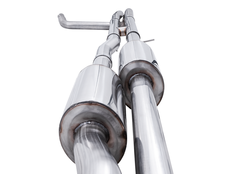 AWE 4th Gen GM 1500 6.2L 0FG Catback Split Rear Exit (w/ Bumper Cutouts) - Quad Chrome Tips