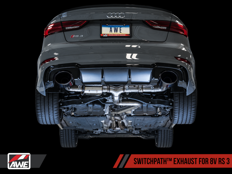 AWE 17-19 Audi RS3 8V Track Edition Exhaust - Diamond Black Tips RS-Style Tips