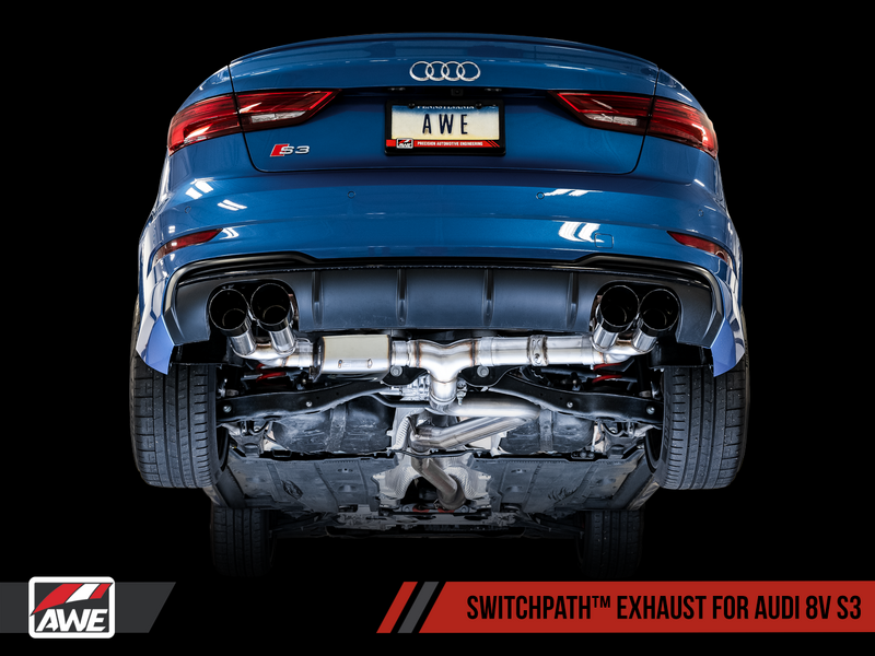 AWE Audi 8V S3 Track Edition Exhaust - Chrome Silver Tips 102mm