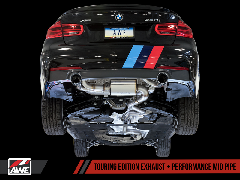 AWE BMW F3X 340i Touring Edition Axle-Back Exhaust - Chrome Silver Tips (90mm)