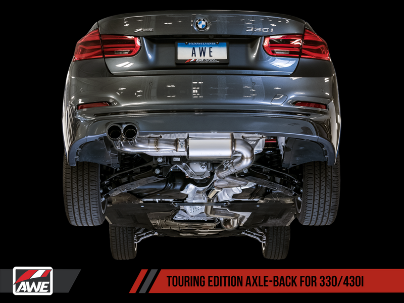 AWE BMW F3X 28i / 30i Touring Edition Axle-Back Exhaust Single Side - 80mm Silver Tips