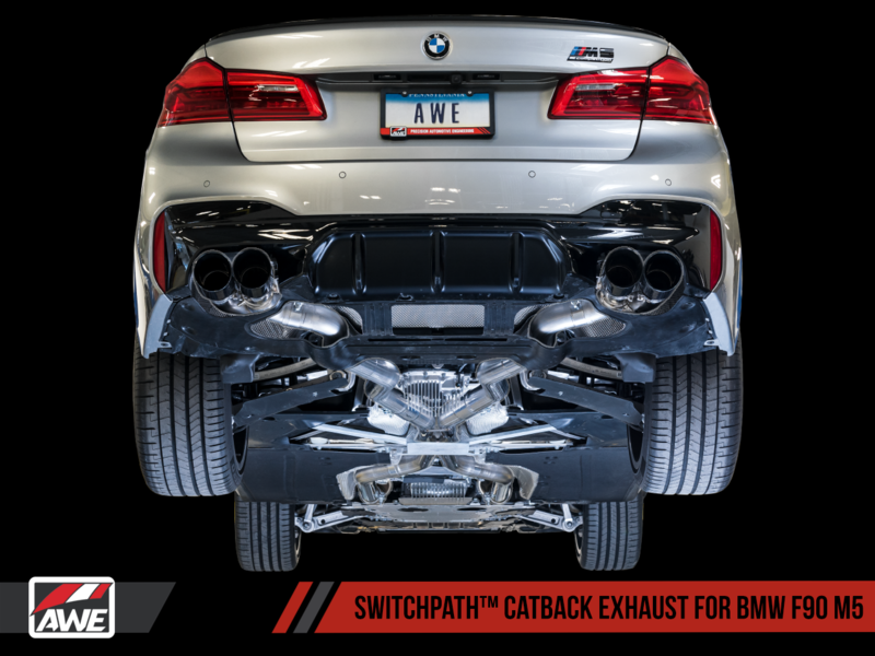 AWE 18-19 BMW M5 (F90) 4.4T AWD Axle-back Exhaust - Track Edition (Chrome Silver Tips)