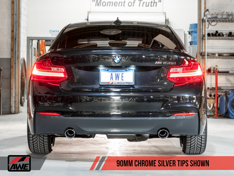 AWE BMW F22 M235i / M240i Touring Edition Axle-Back Exhaust - Chrome Silver Tips (90mm)