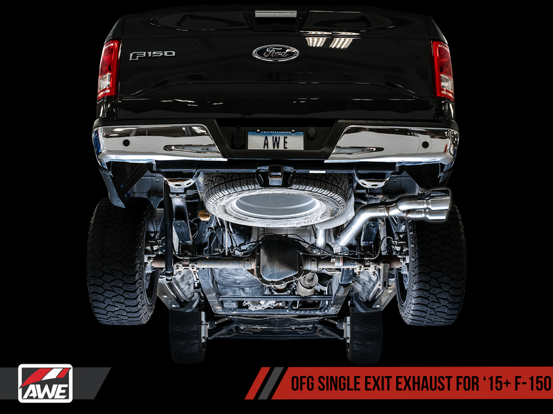 AWE 2015+ Ford F-150 0FG Dual Exit Performance Exhaust System w/5in Chrome Silver Tips