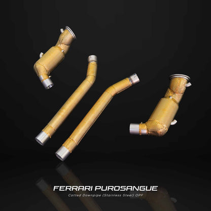 iPE Catted Downpipe with Titanium Cat Back System - Ferrari Purosangue (X Pipe, OPF)
