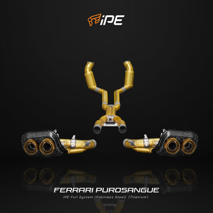 iPE Catted Downpipe with Titanium Cat Back System - Ferrari Purosangue (X Pipe, OPF)