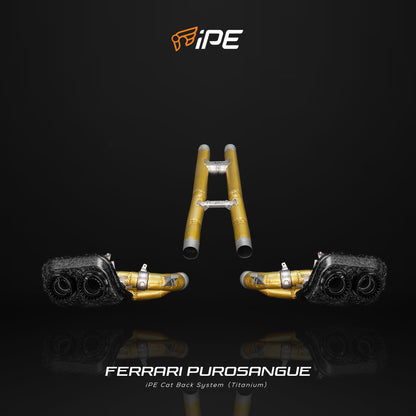 iPE Catted Downpipe with Titanium Cat Back System - Ferrari Purosangue (X Pipe, OPF)