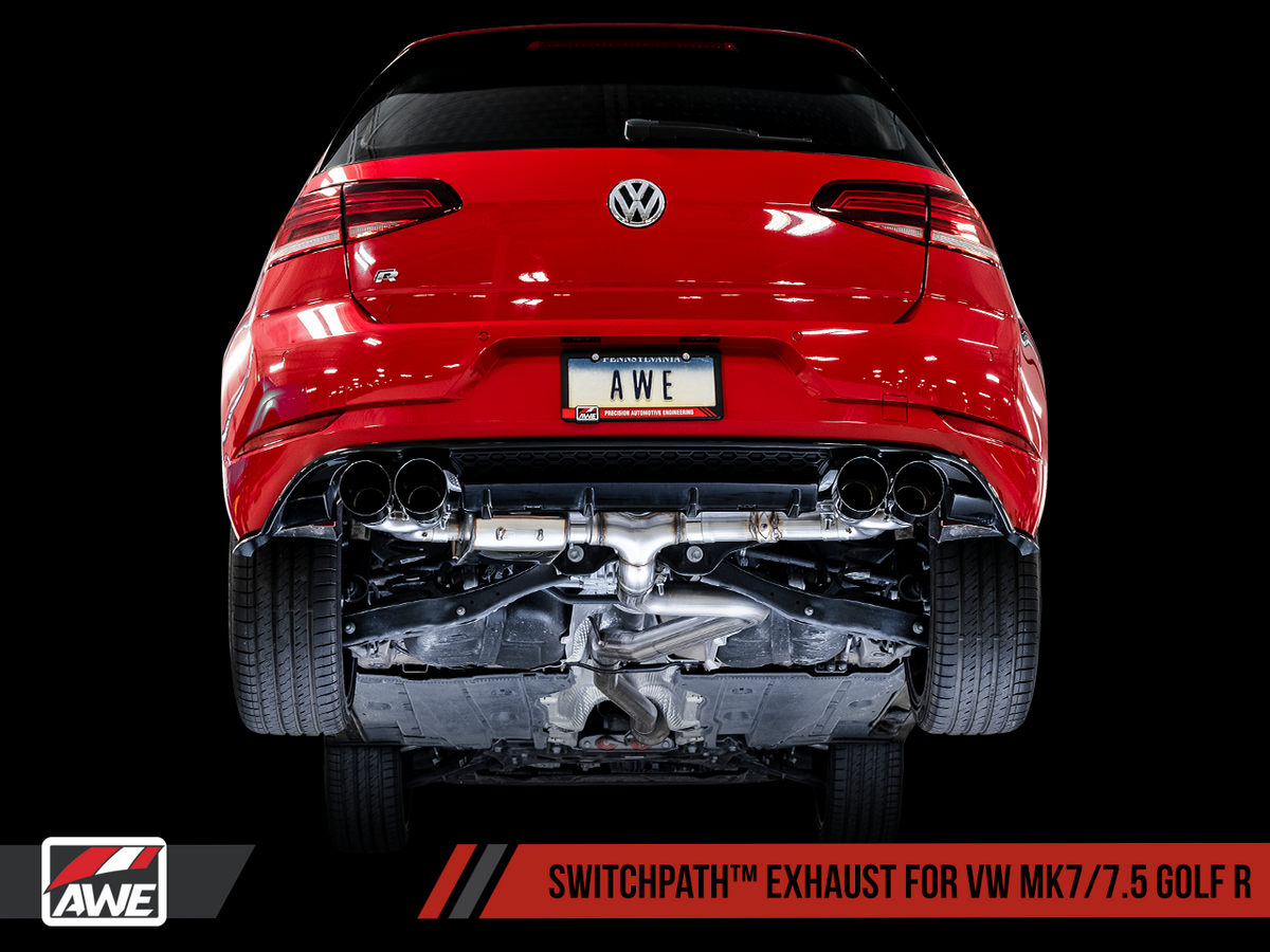 AWE Mk7 Golf R Track Edition Exhaust - Chrome Silver Tips 102mm